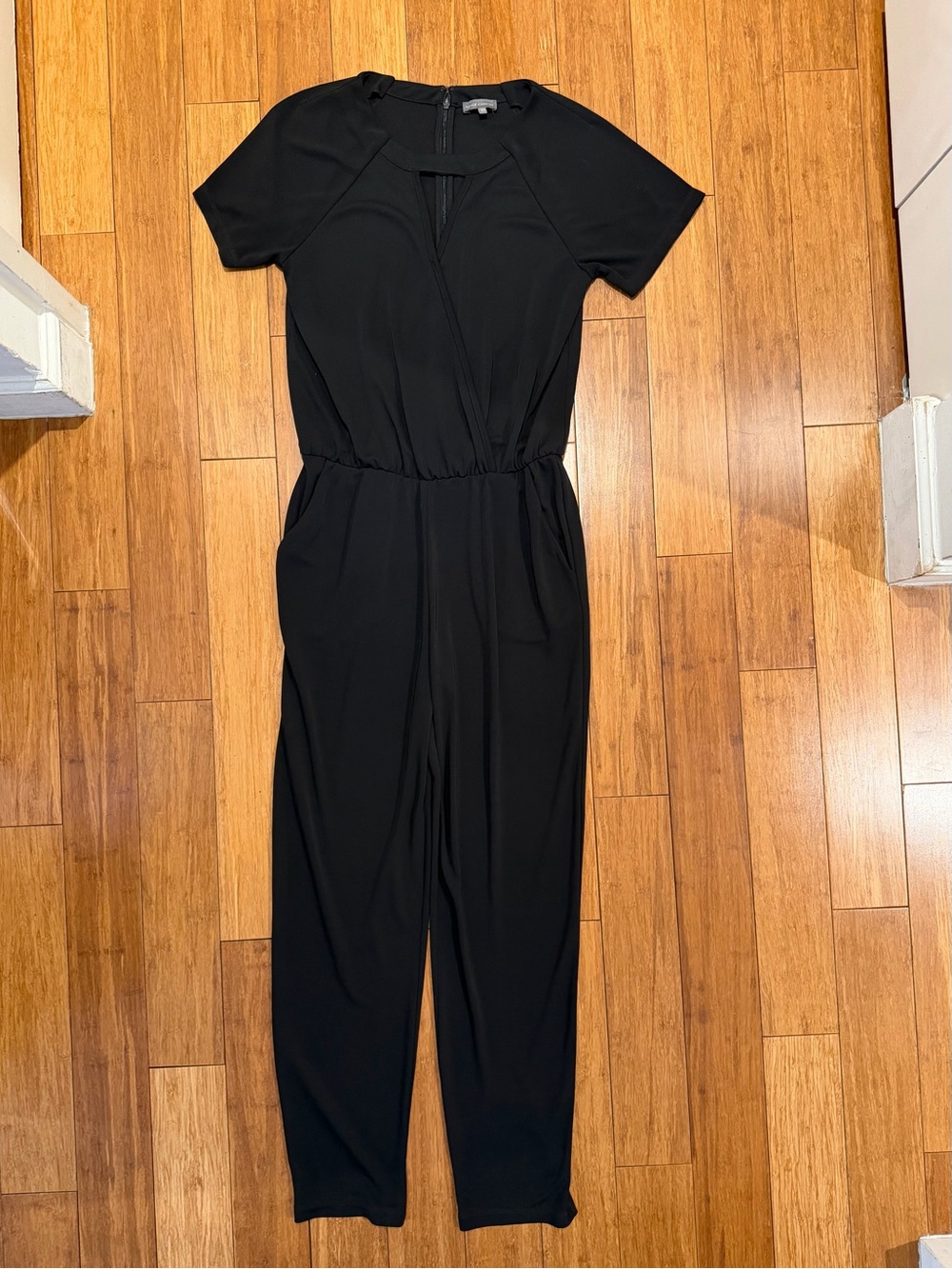 Vince Camuto Black Short-Sleeve Jumpsuit